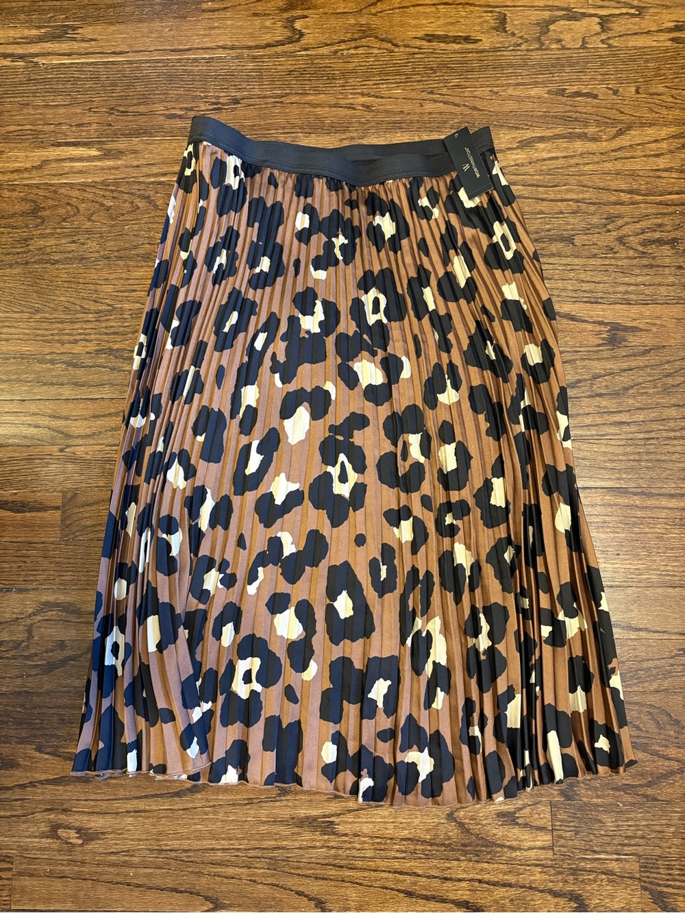 Worthington Cheetah Midi Pleated Casual Contemporary Maximalist Skirt Large